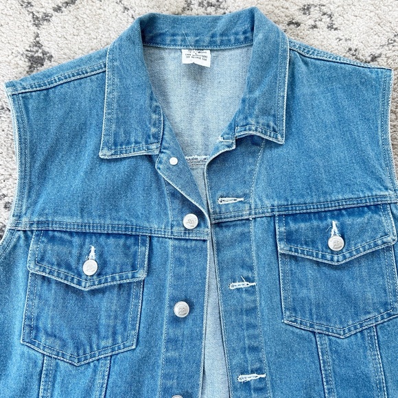 Rafaella Vintage Denim Button-Down Vest, Size Large - Picture 4 of 5